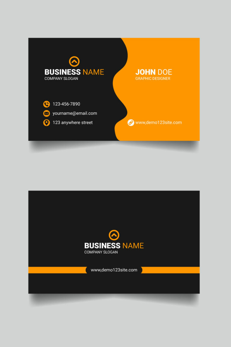 Creative Modern Orange and Black Business Card Design, Corporate ...