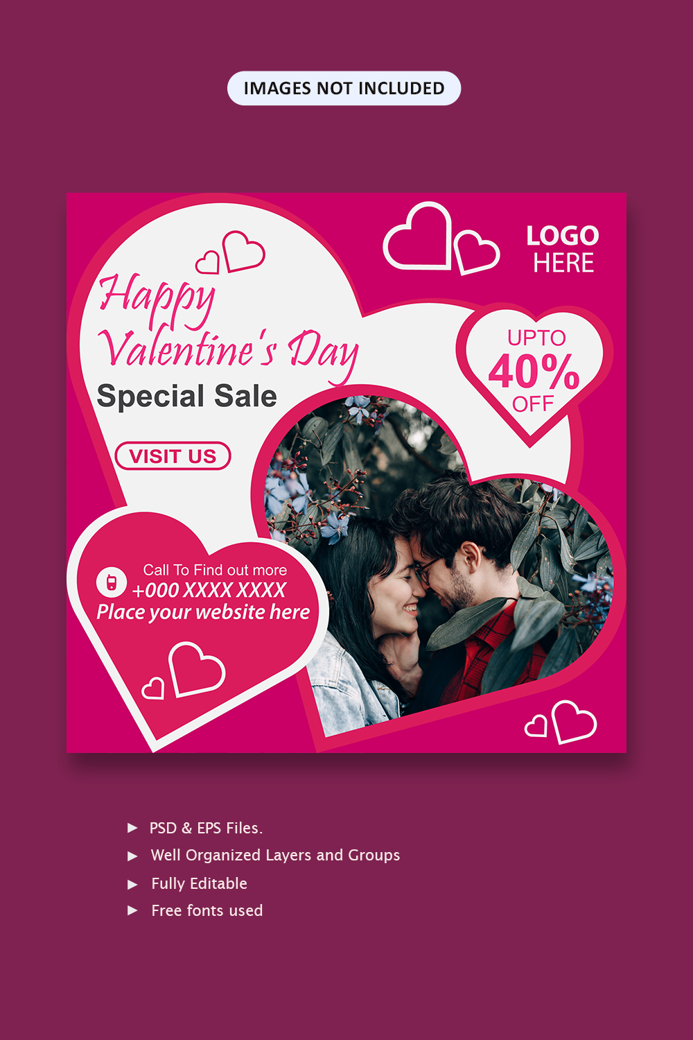 Happy Valentine's Day Special Sale Social Media Post - Pinterest.