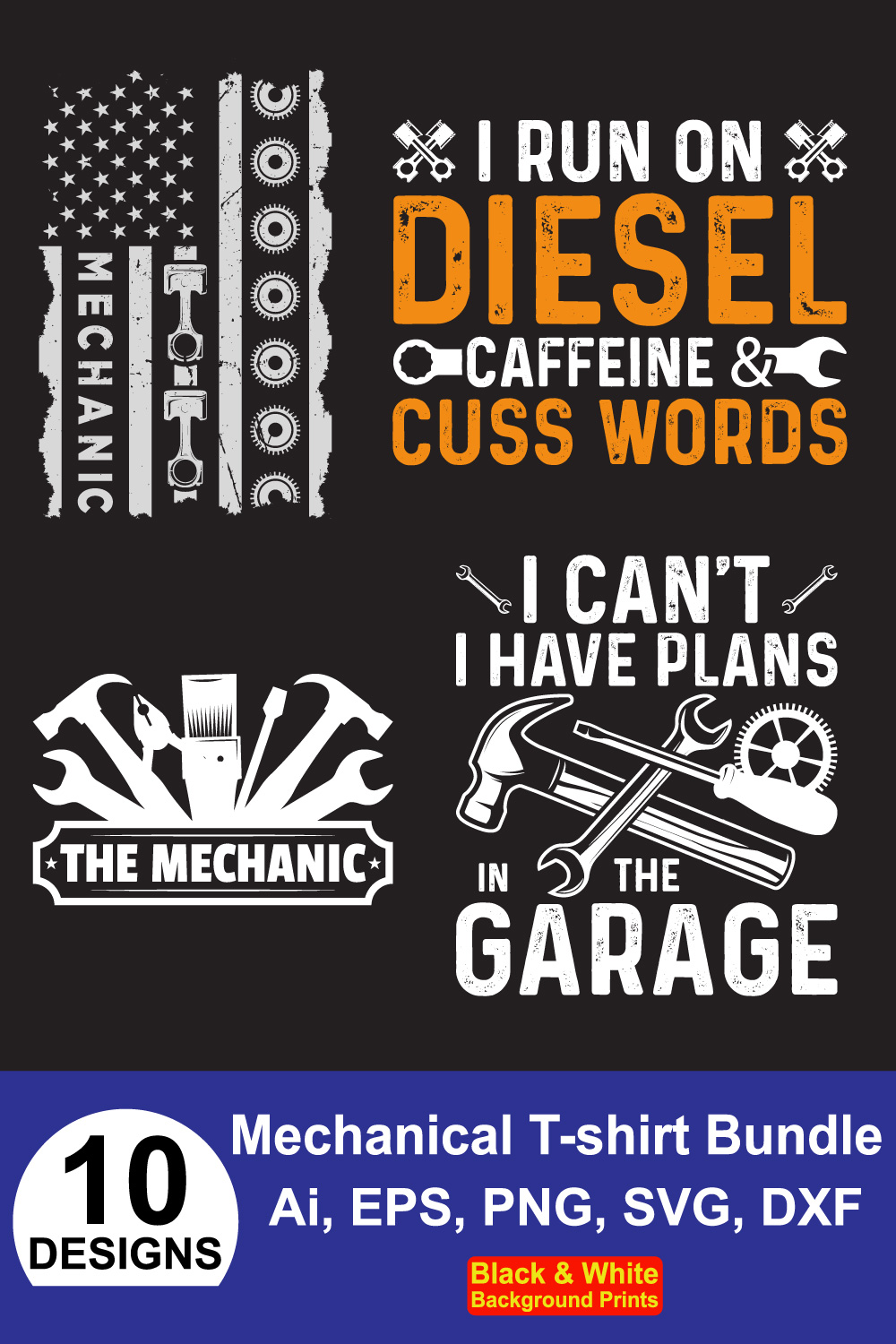 Mechanical Engineering T-shirt Design Pinterest collage image.