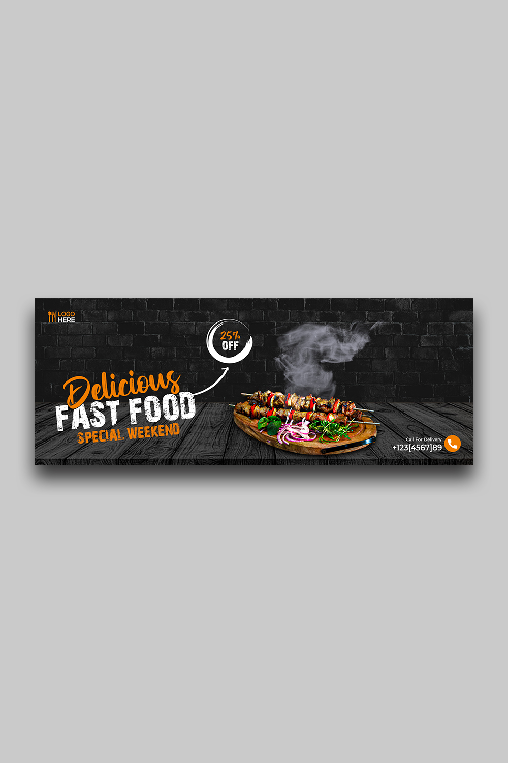 Food Facebook cover Design pinterest preview image.
