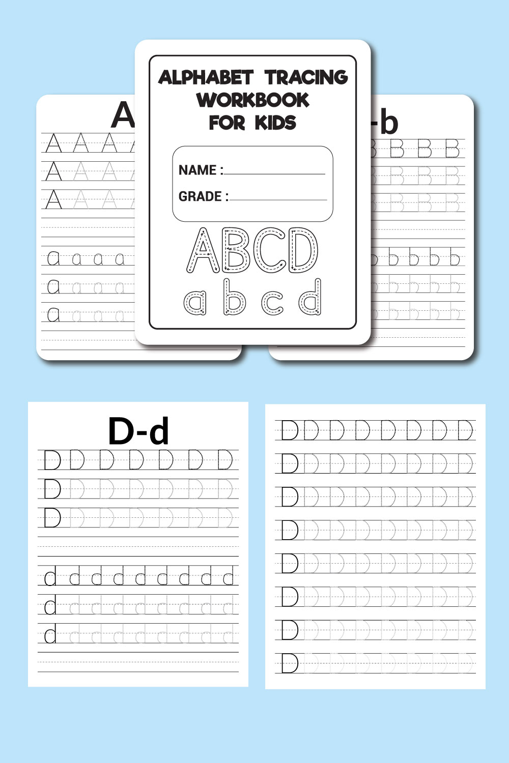 Alphabet Tracing Workbook For Kids pinterest image.