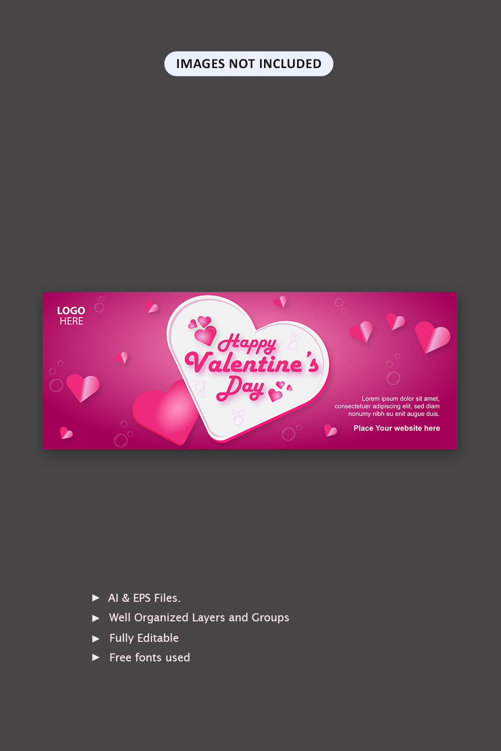 Valentine’s day social media cover banner illustration pinterest preview image.