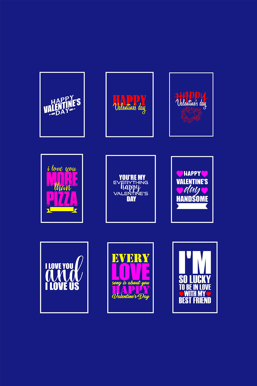 T-shirt Happy Valentines Day Typography Design pinterest image.