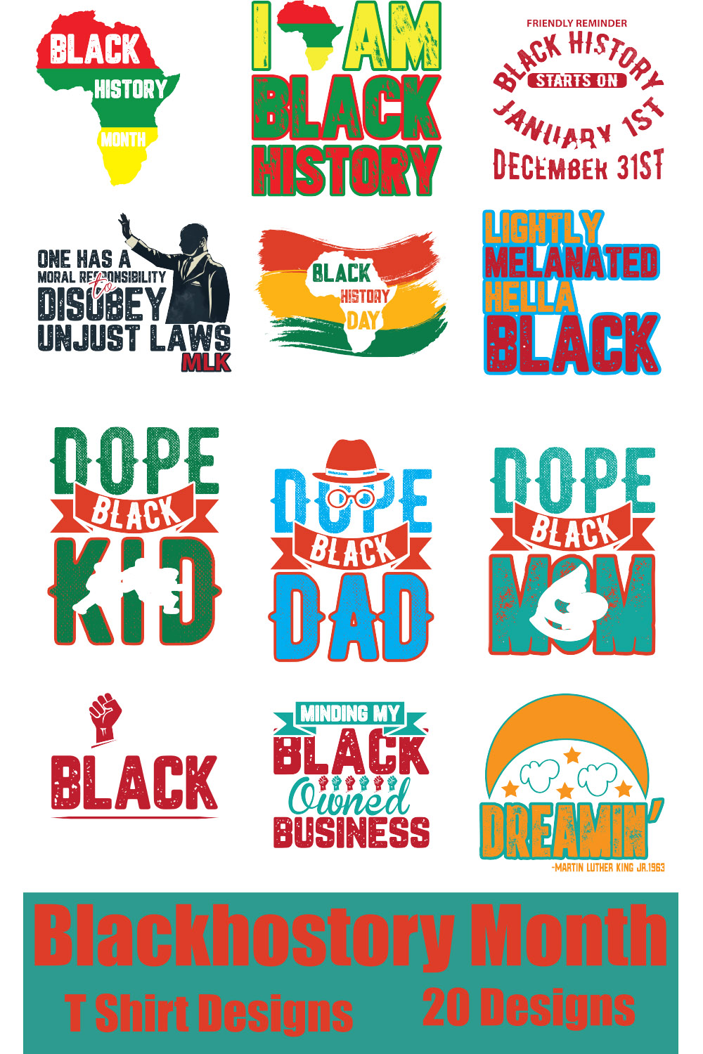 Blackhostory Month T-Shirt Designs Bundle - Pinterest.