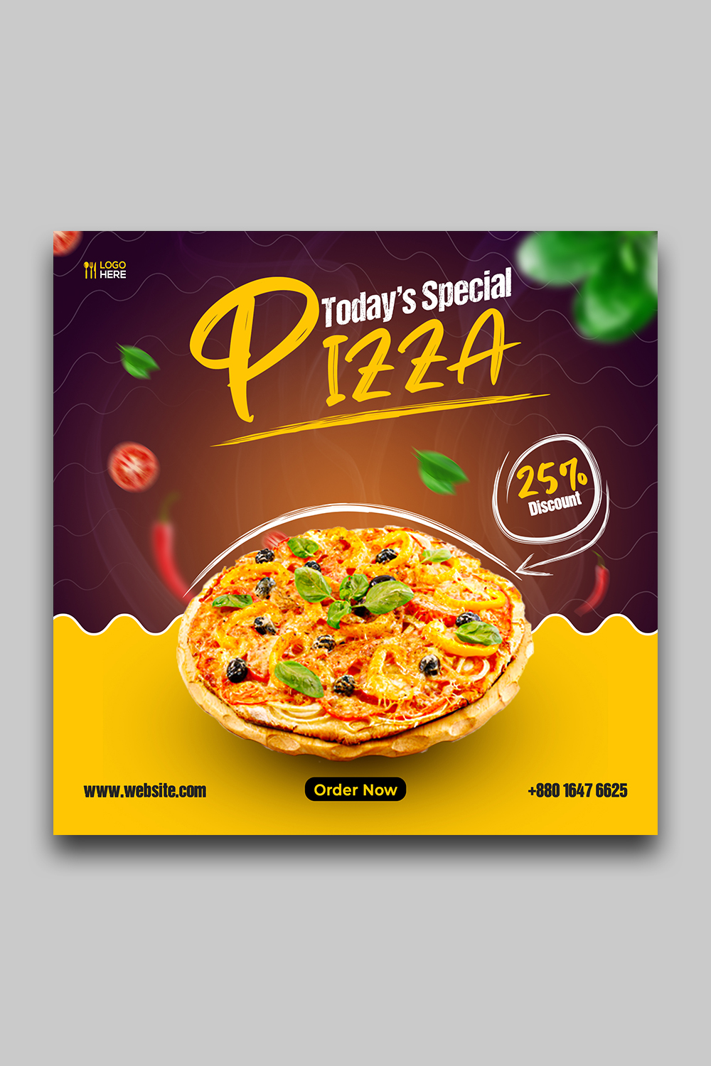 Food Social Media Banner Design pinterest preview image.