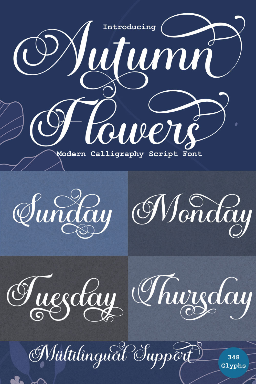 Autumn Flowers | Modern Calligraphy Font pinterest image.