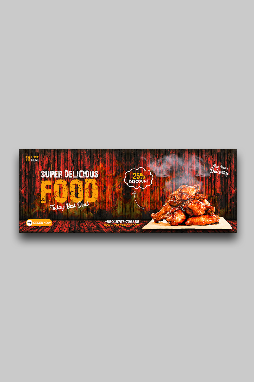 Food Facebook cover Design pinterest preview image.