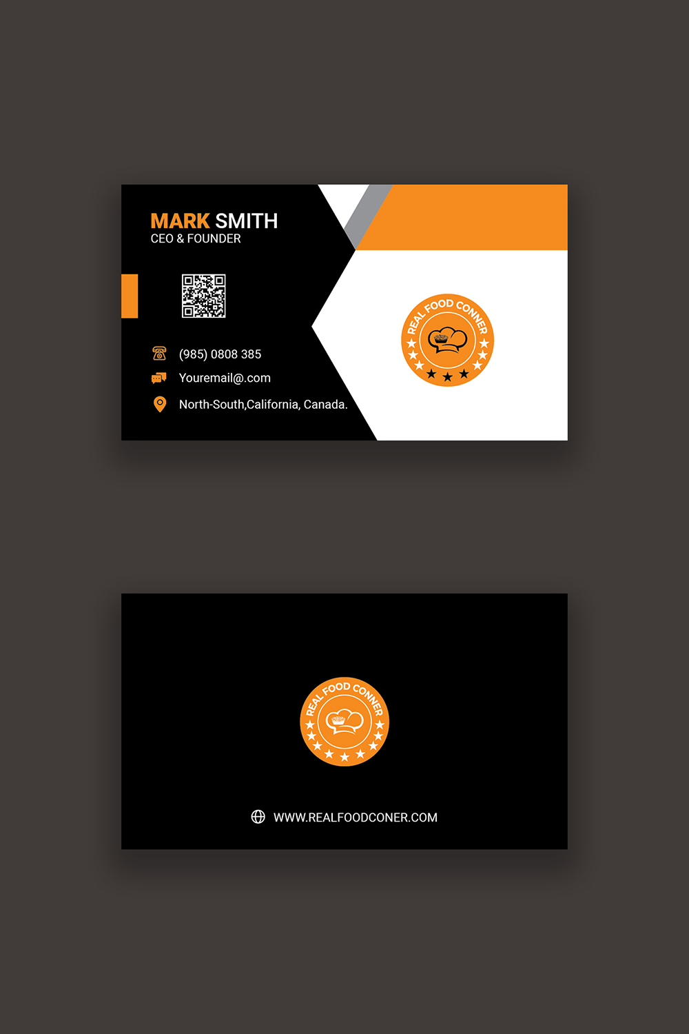 Food Business Card Design Template pinterest preview image.