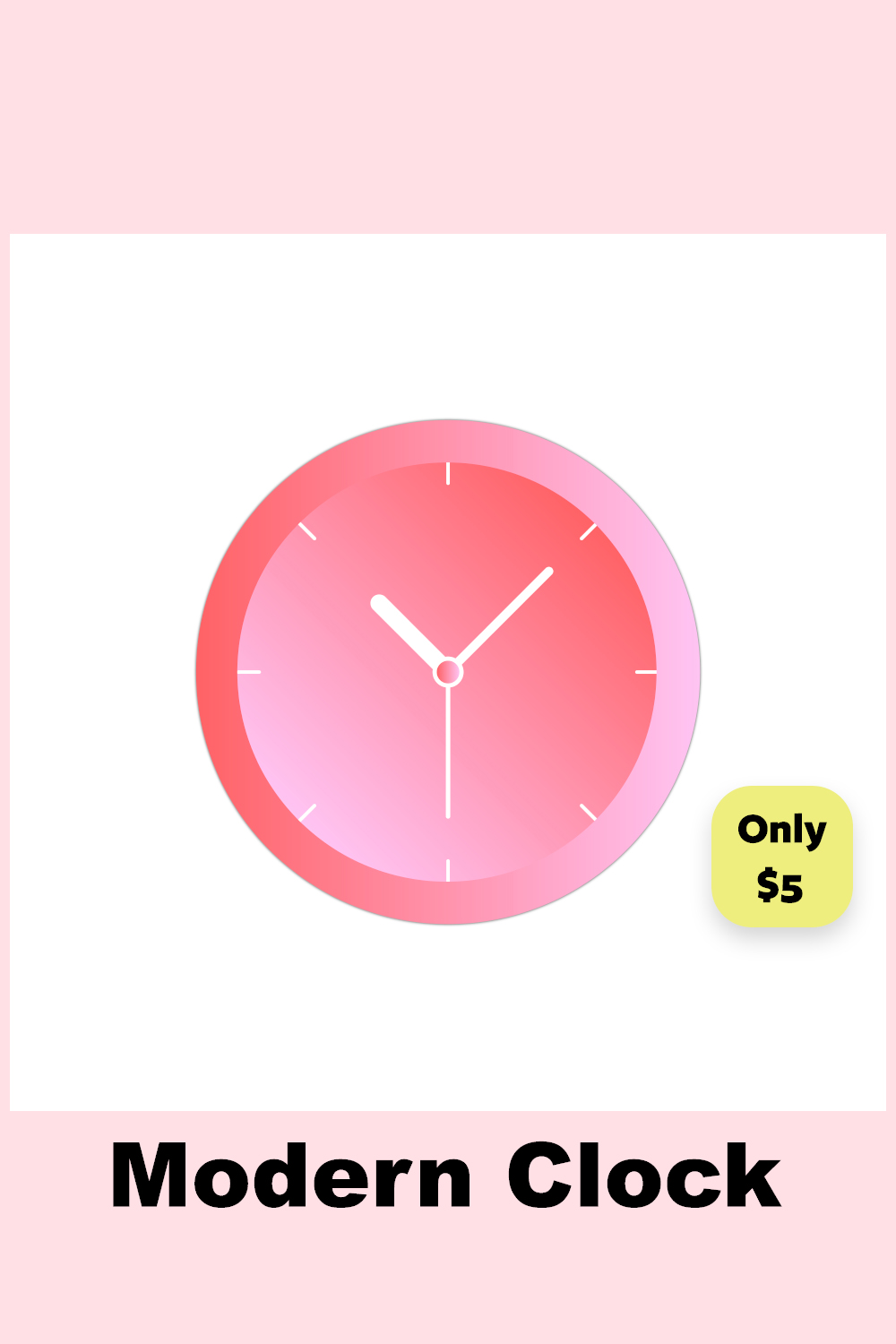 Modern Clock Icon Design pinterest image.