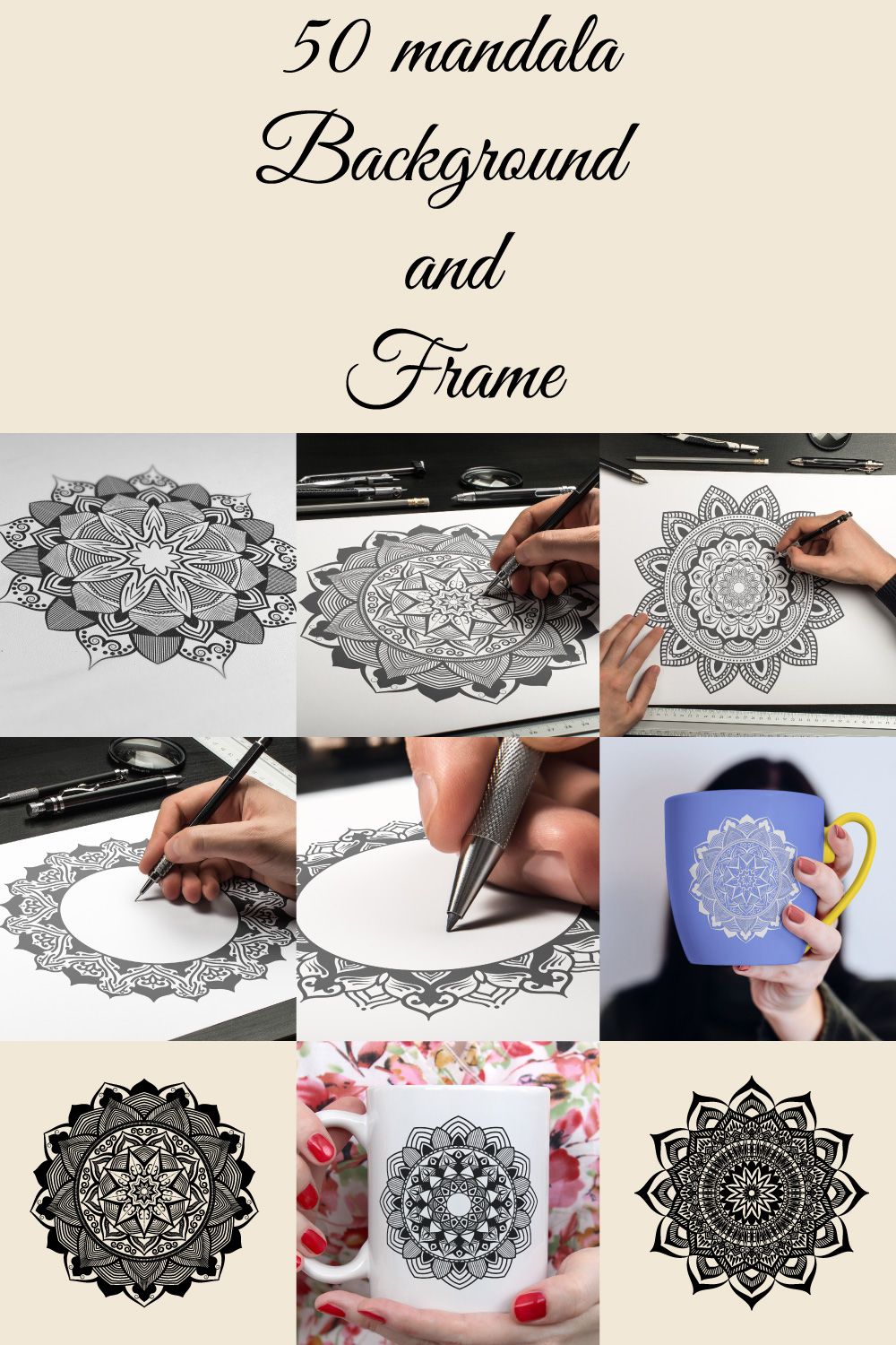 50 Mandala Background & Frame pinterest image.