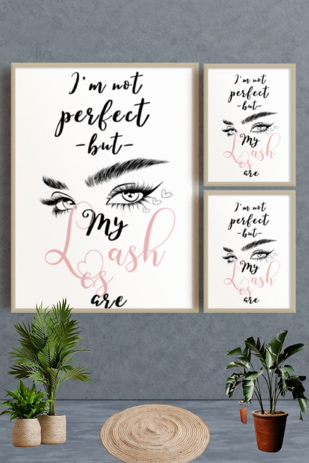 I'm Not Perfect but My Lashes Are Printable Wall Art pinterest image.