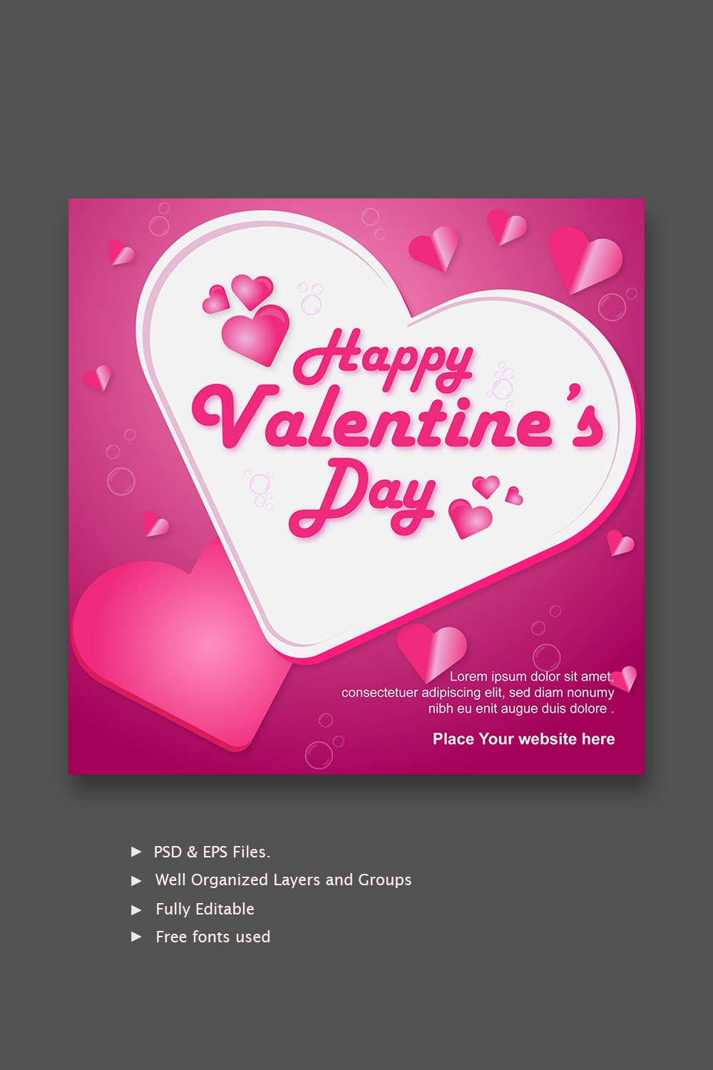 Happy Valentine's Day Social Media Template - Pinterest.