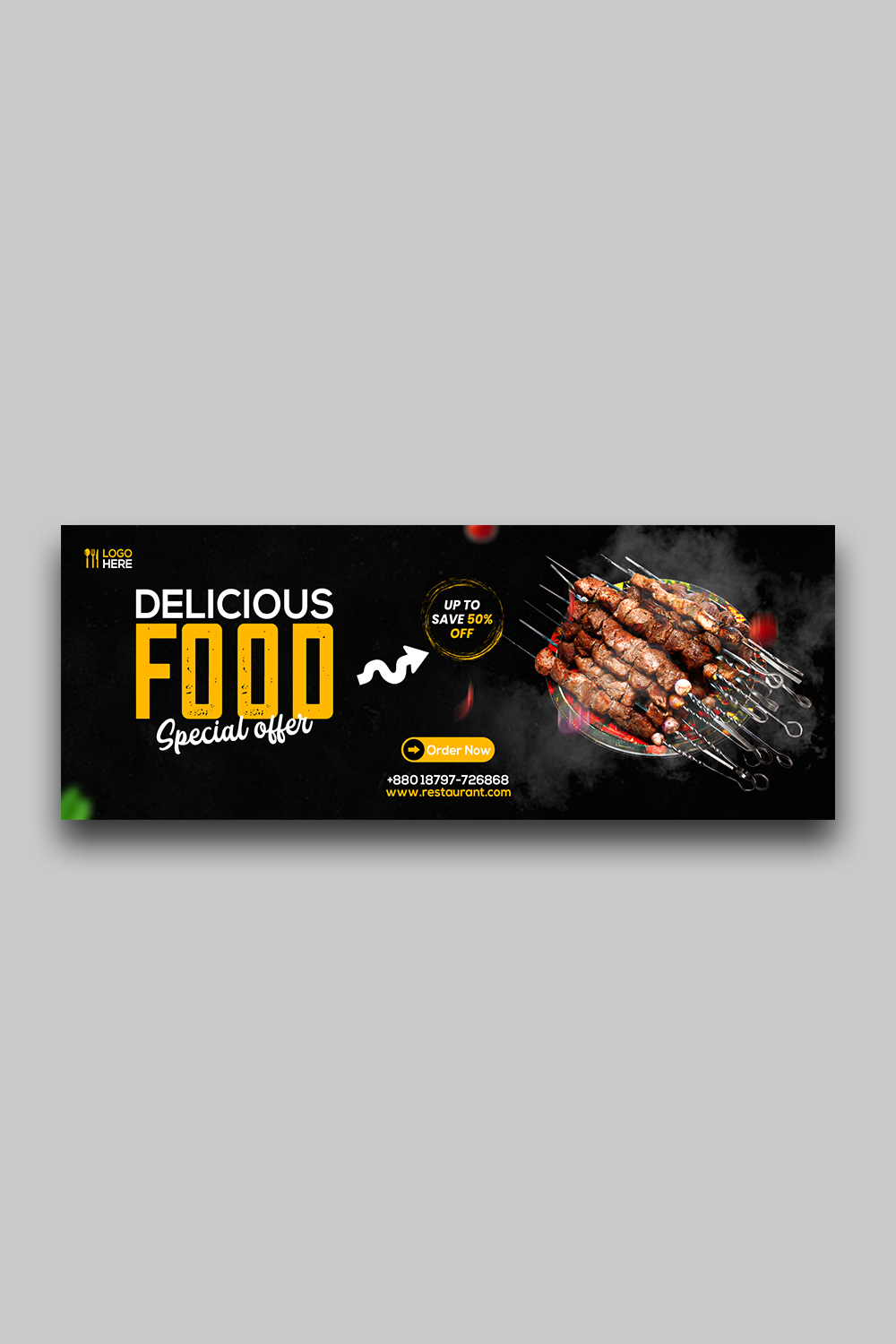 Food Facebook cover Design pinterest preview image.