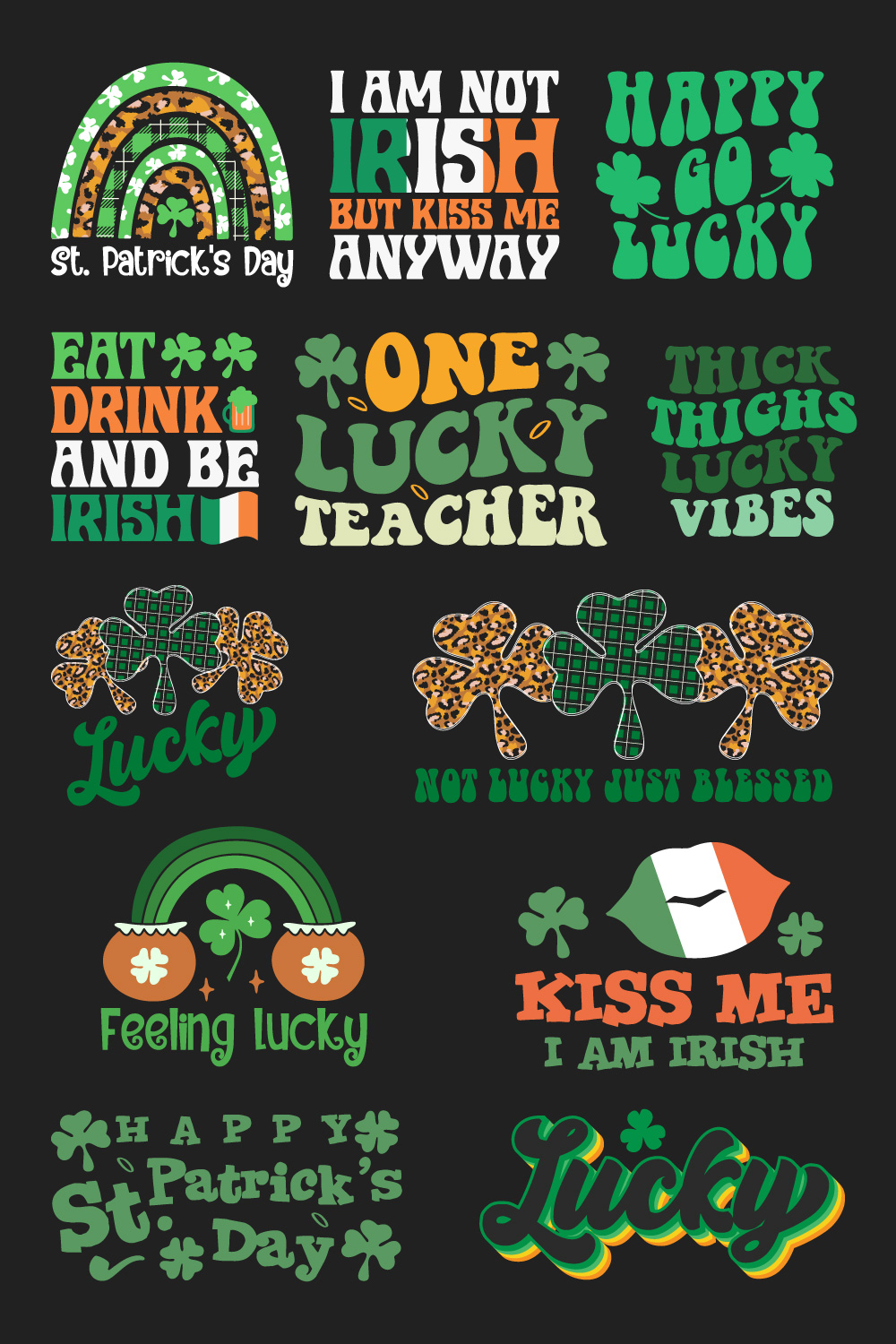 12 St. Patrick's Day Vector SVG T-Shirt Bundle pinterest image.