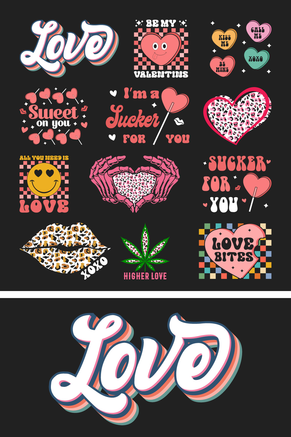 T-shirt Valentine's Day Retro SVG Design Vector pinterest image.