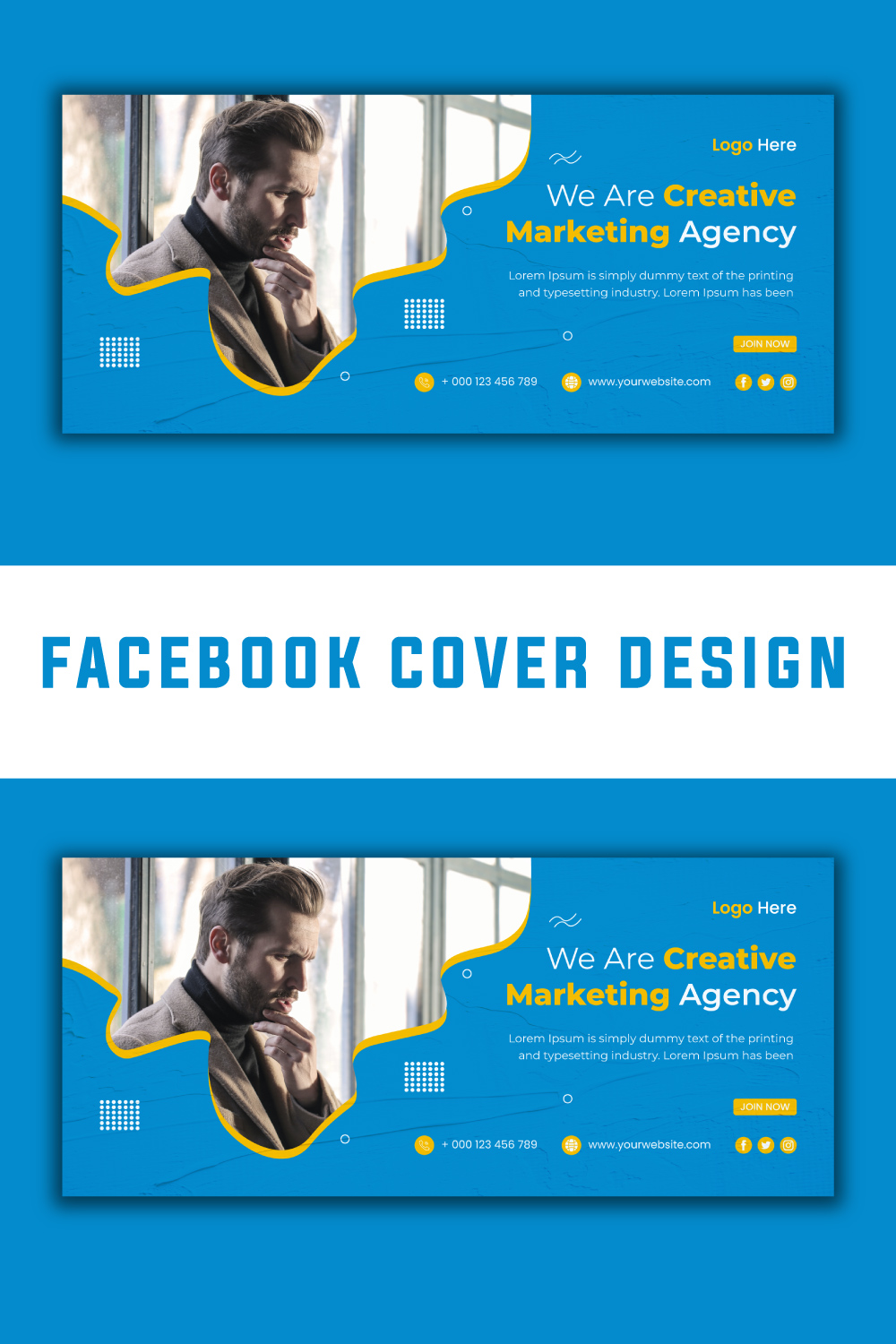 Digital marketing agency Facebook banner pinterest preview image.