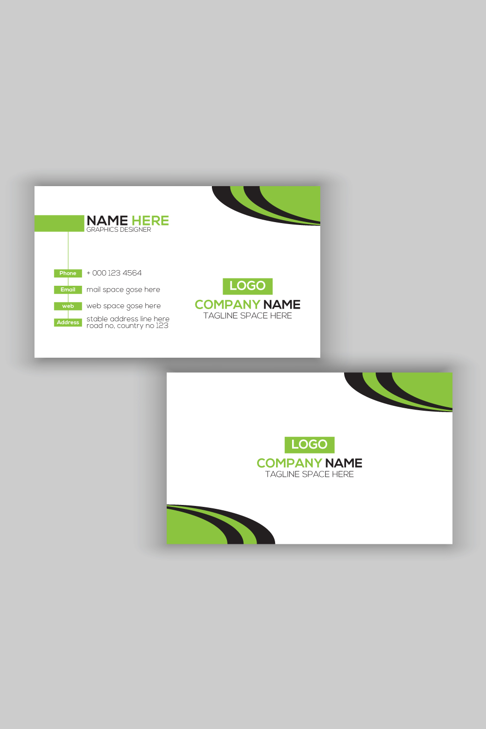 2 Business Card Bundle Design Template pinterest preview image.