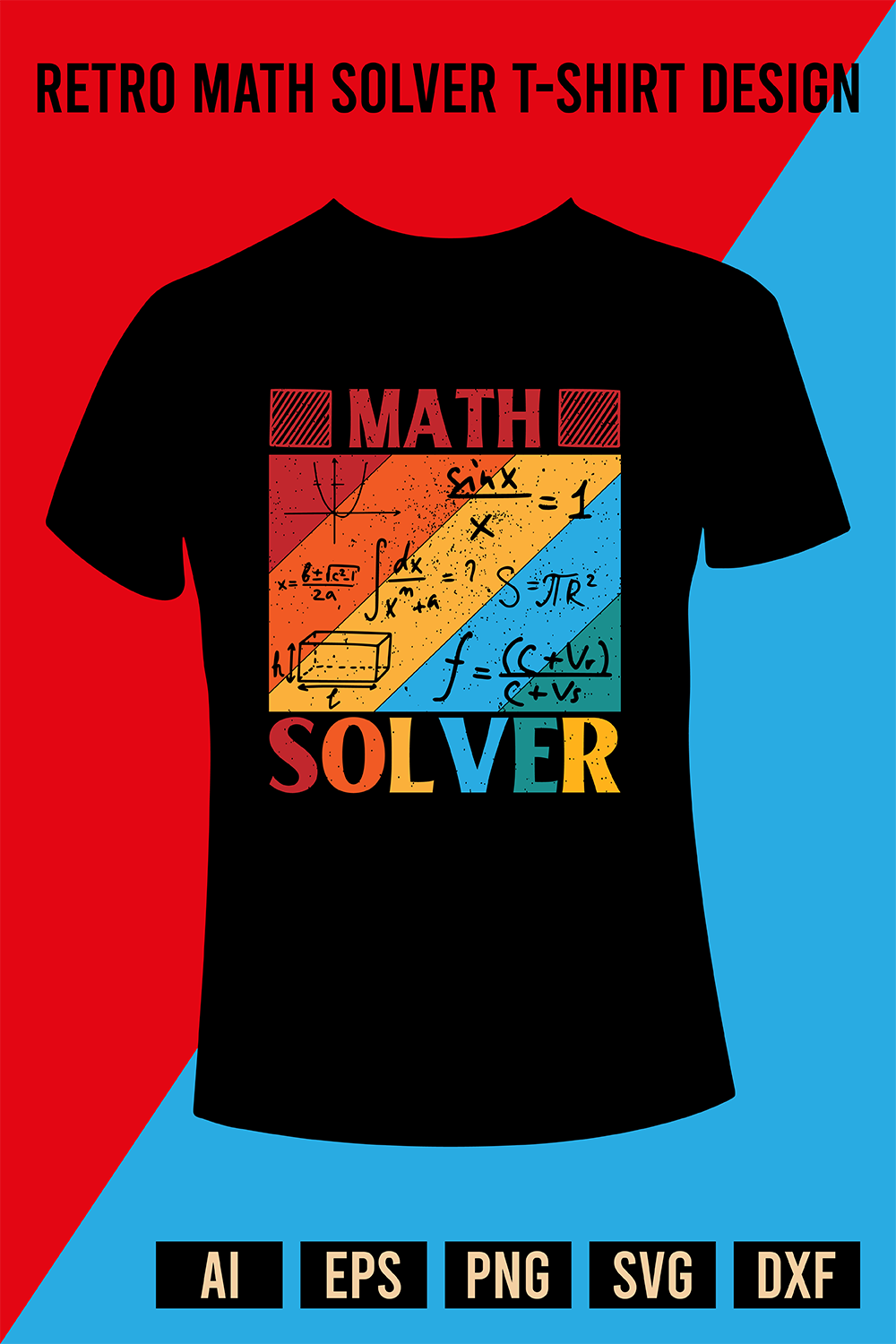 T-Shirt Math Solver Design pinterest image.