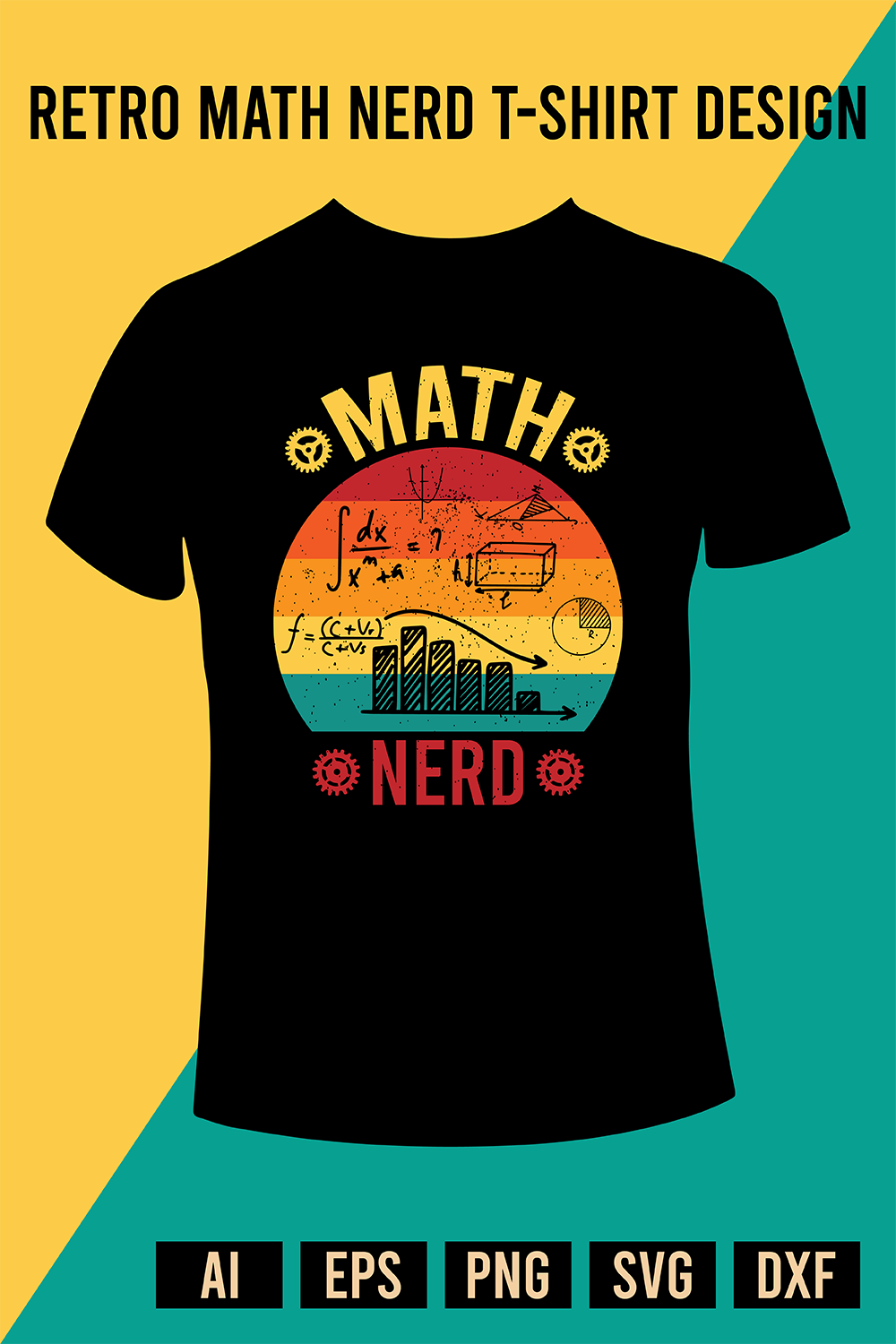 T-shirt Retro Math Nerd Design pinterest image.