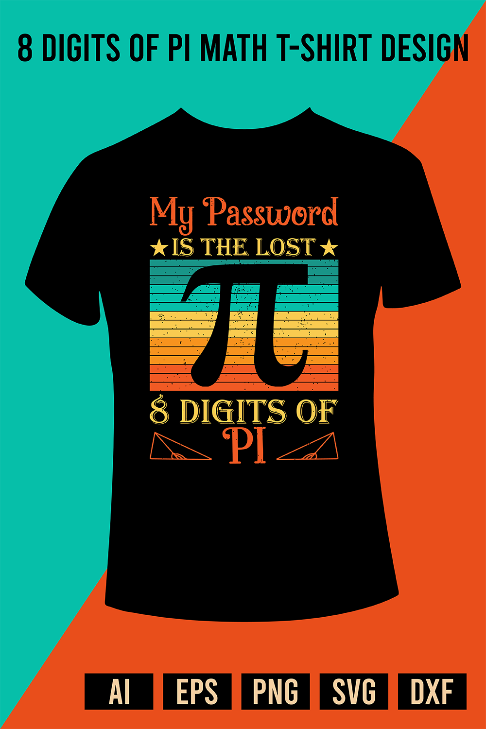 T-Shirt Digits Of PI Math Design pinterest image.