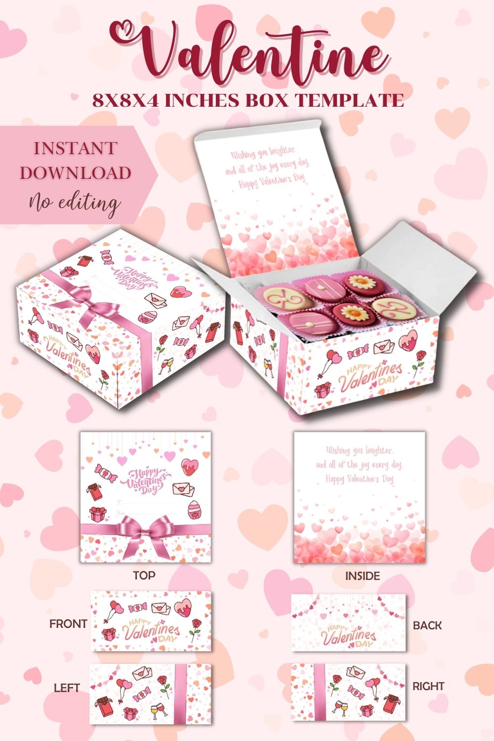 Valentine Treat Box Template pinterest image.