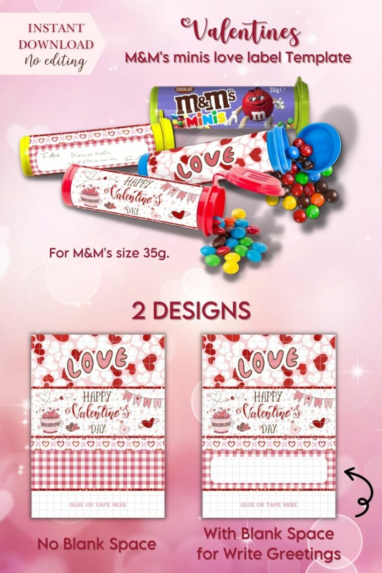 Valentines M&amp;M Minis Love Label Template - MasterBundles