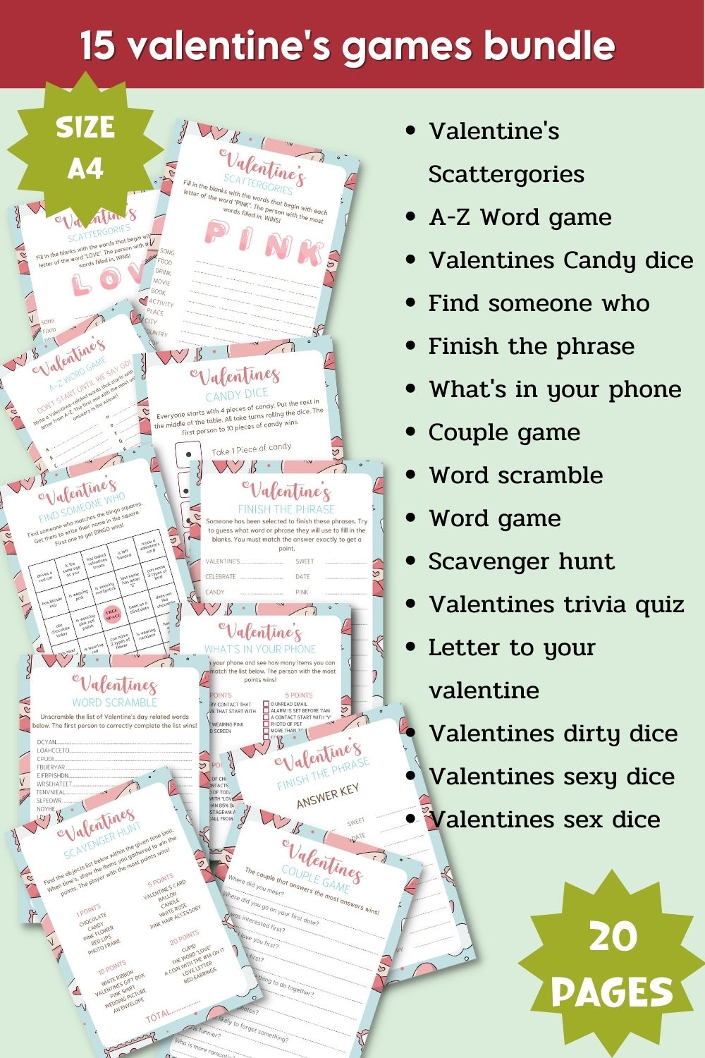 Collection of images of enchanting printable games for Valentine's Day