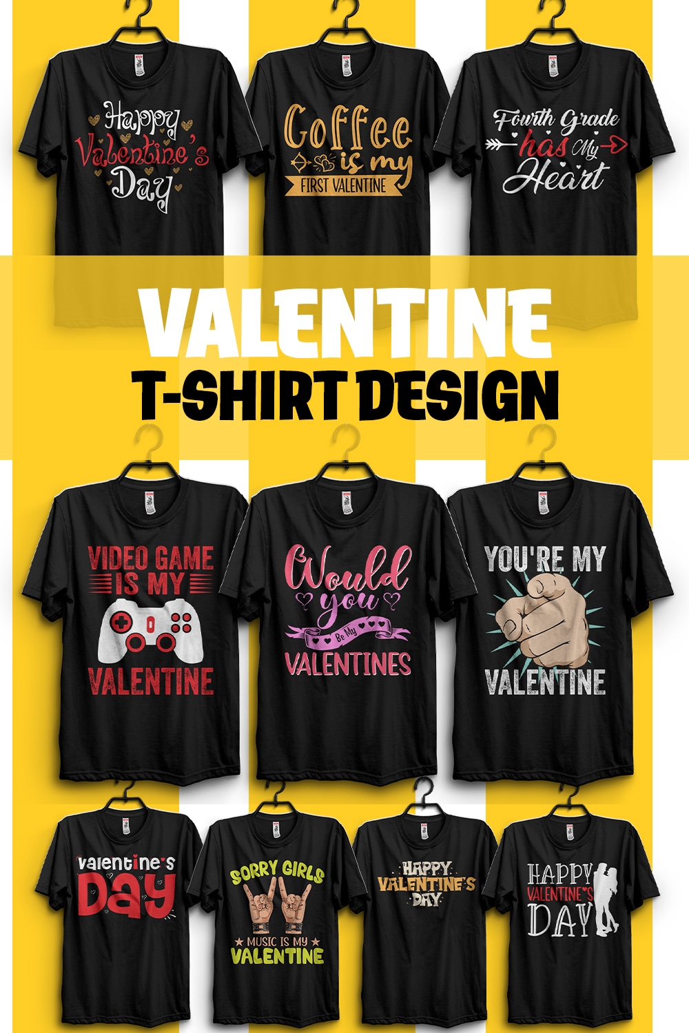 Valentine T-Shirt Designs Bundle pinterest image.