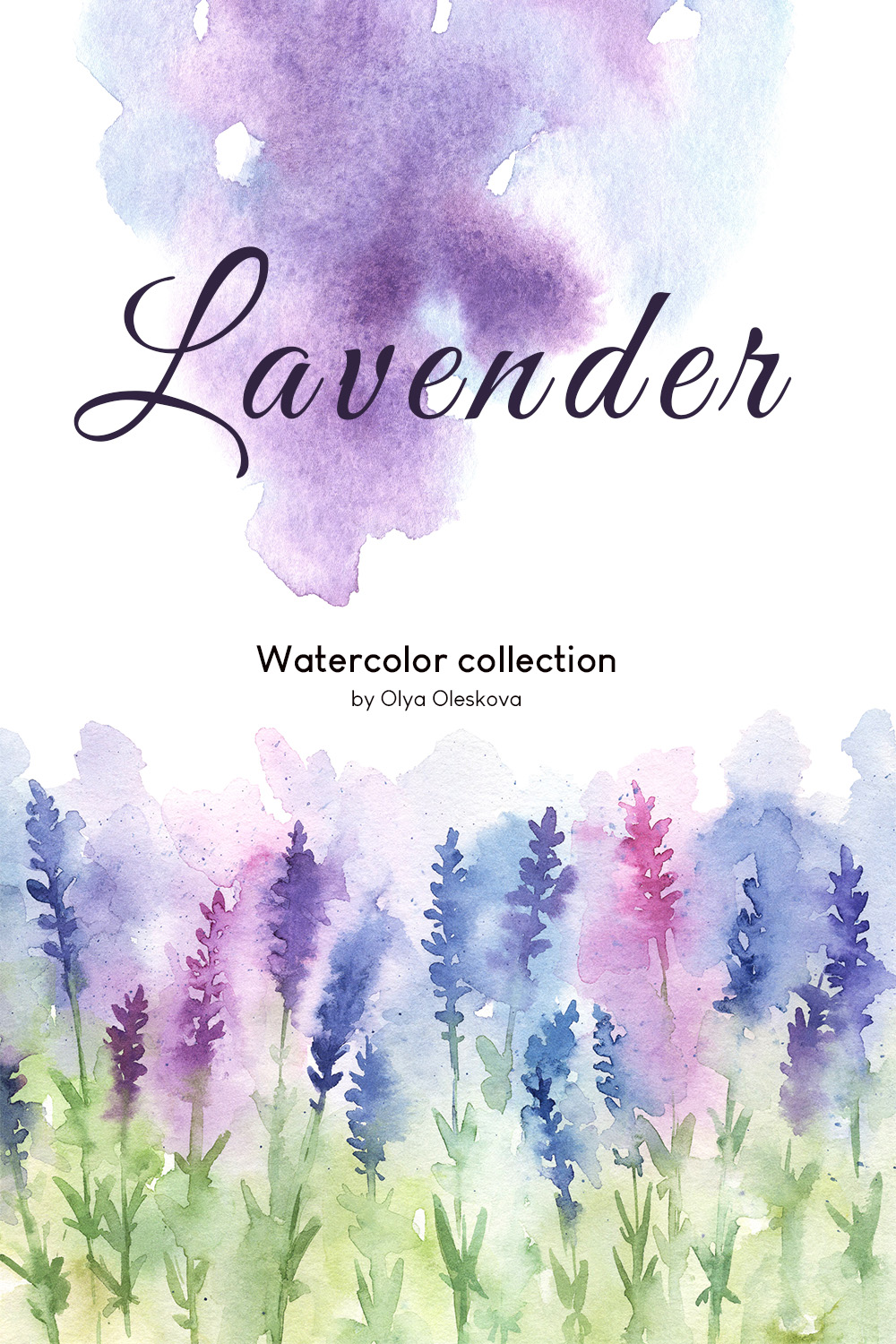 Watercolor Lavender. Collection Of Backgrounds And Illustrations pinterest image.
