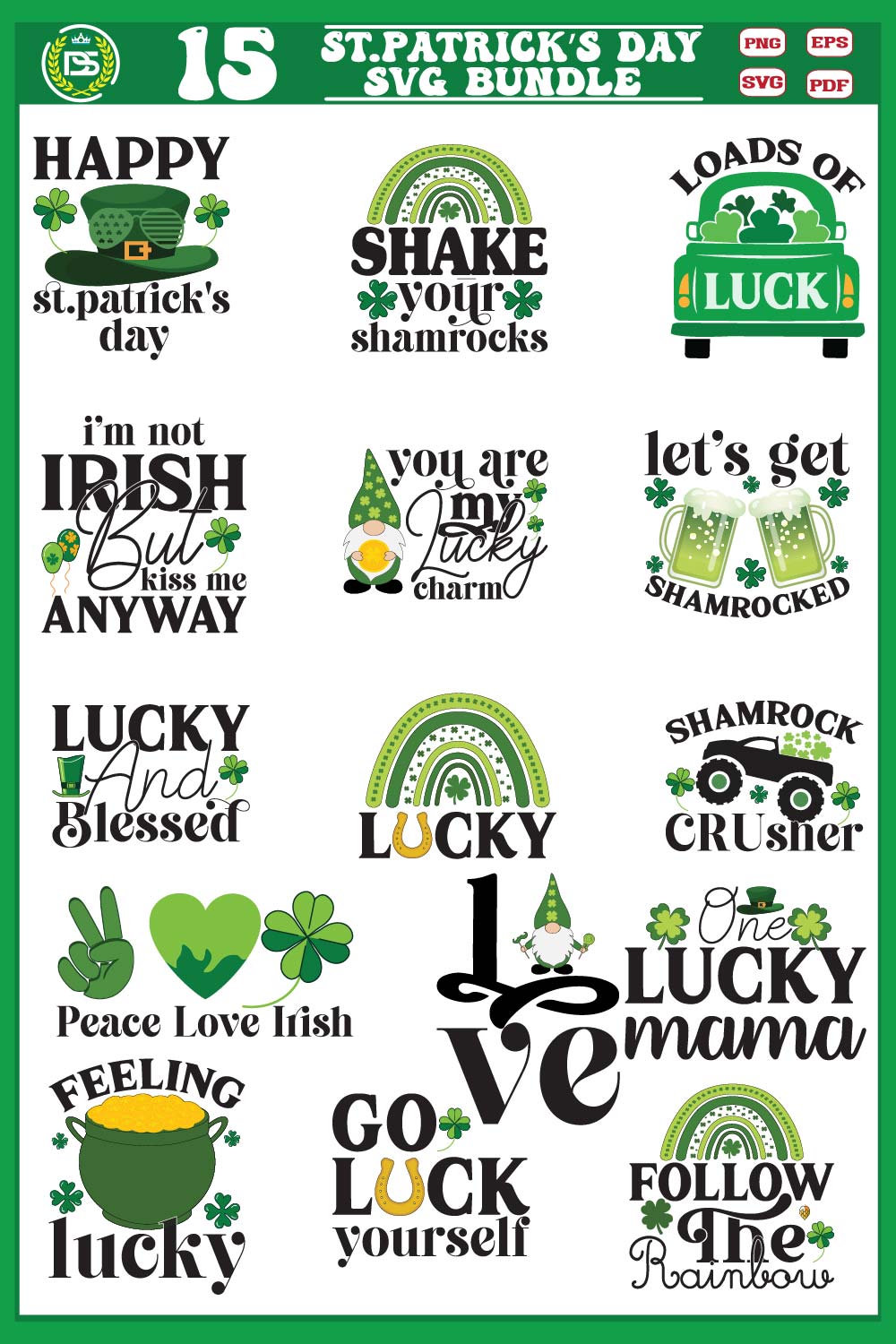 St Patrick Day Bundle SVG pinterest image.