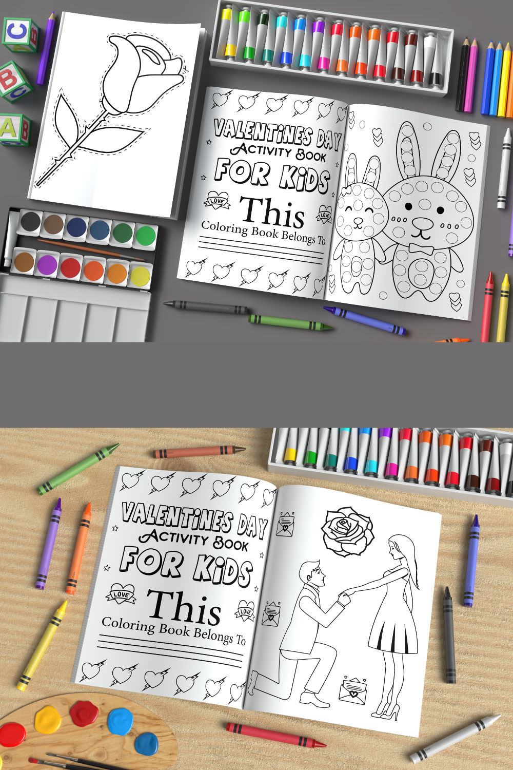 Valentines Day Activity Coloring Page Bundle pinterest image.