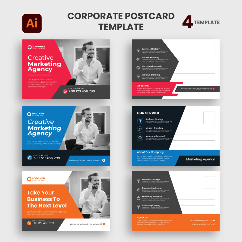 3 Corporate Business Postcard Template MasterBundles