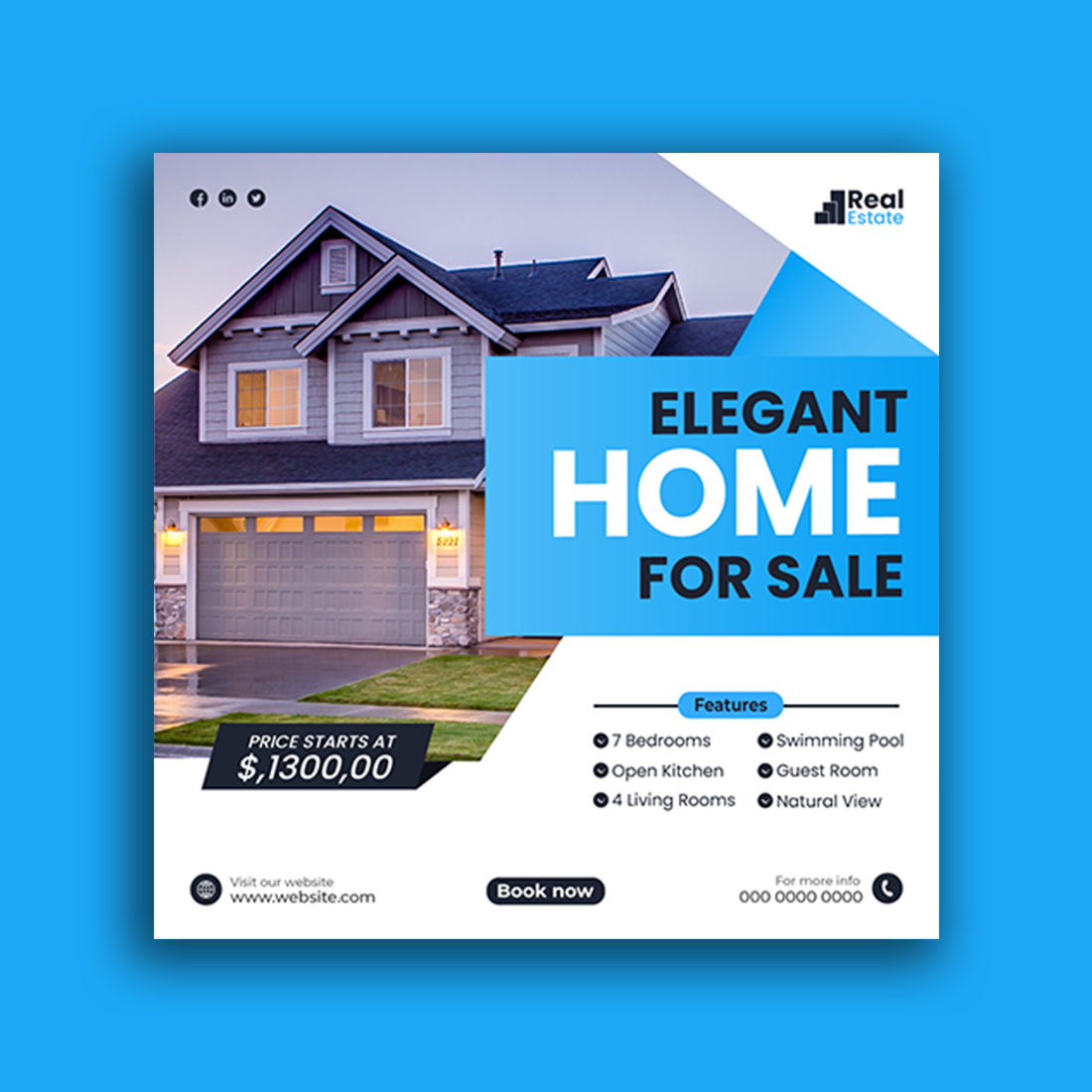 Home Sale Social Media Template preview image.