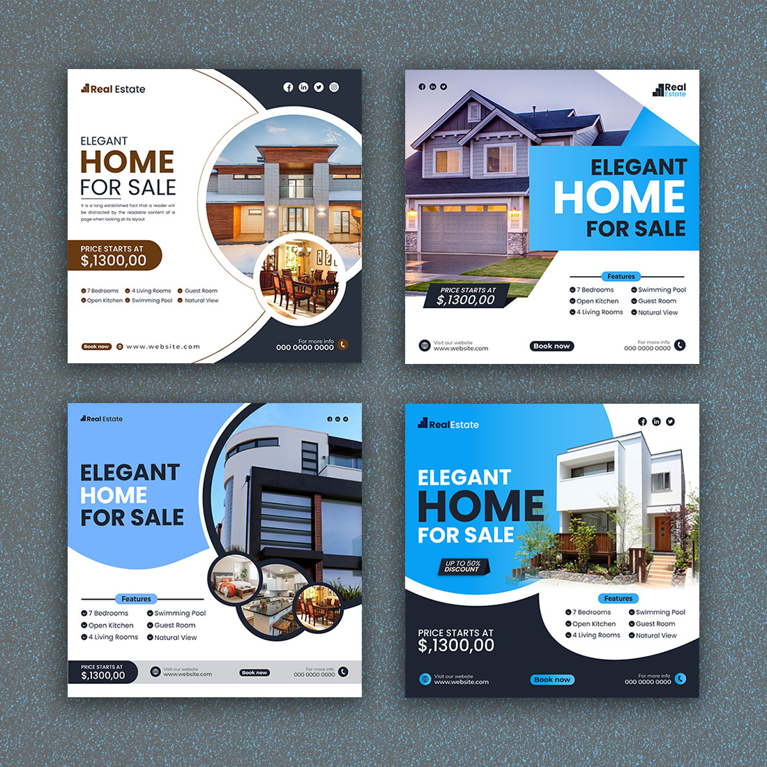 Real Estate Home Sale Social Media Template cover image.