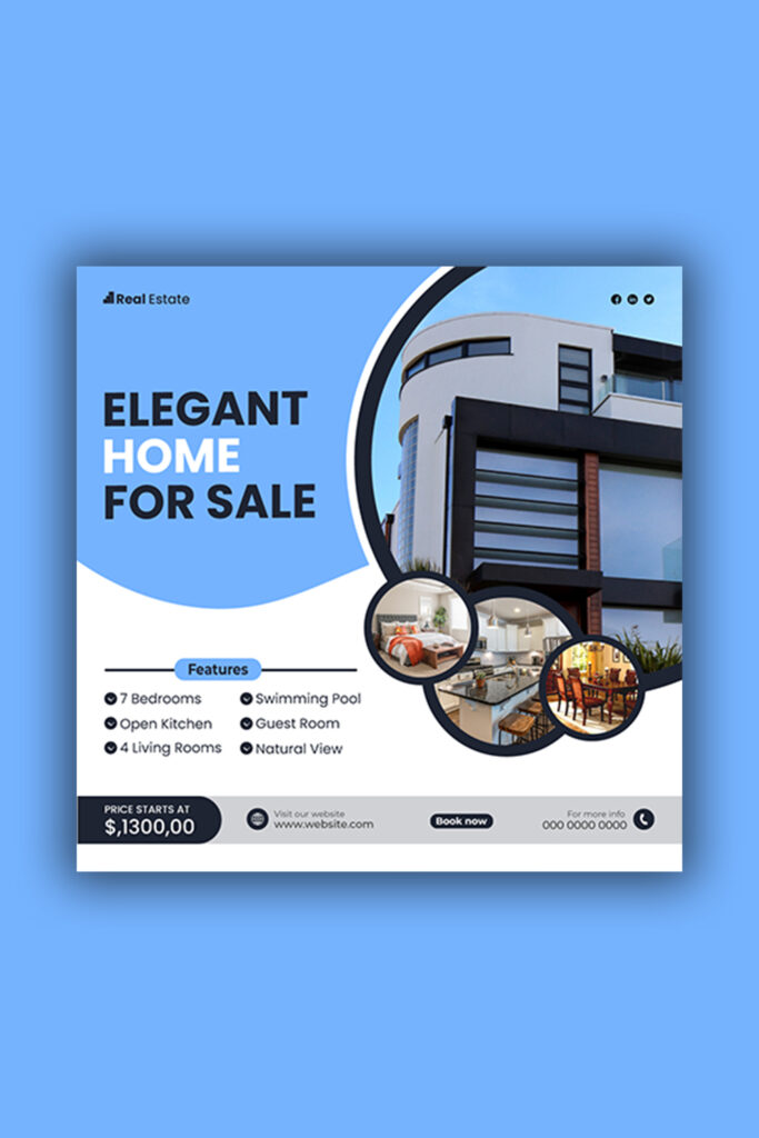 4 Real Estate Home Sale Social Media Template - MasterBundles