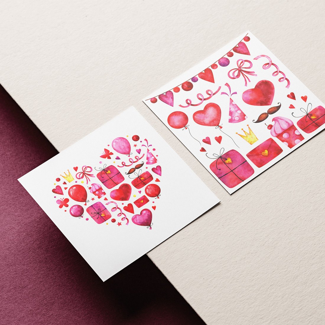 24+ Valentines Day Illustrations. Watercolor Collection poster design.