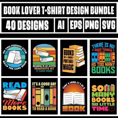 Book Lover T-Shirt Design Bundle main cover