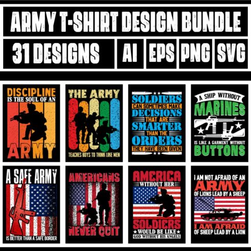 Army T-Shirt Design Bundle main cover