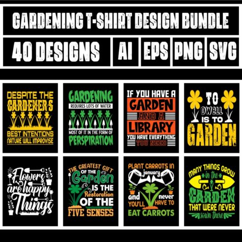 Gardening T-Shirt Design Bundle main cover