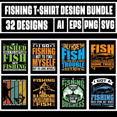 Fishing T-Shirt Design Bundle main cover