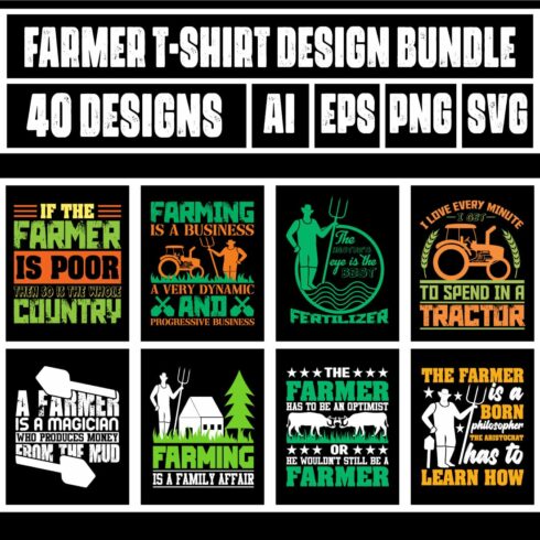 Farmer T-Shirt Design Bundle main cover