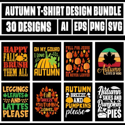 Autumn T-Shirt Design Bundle main cover