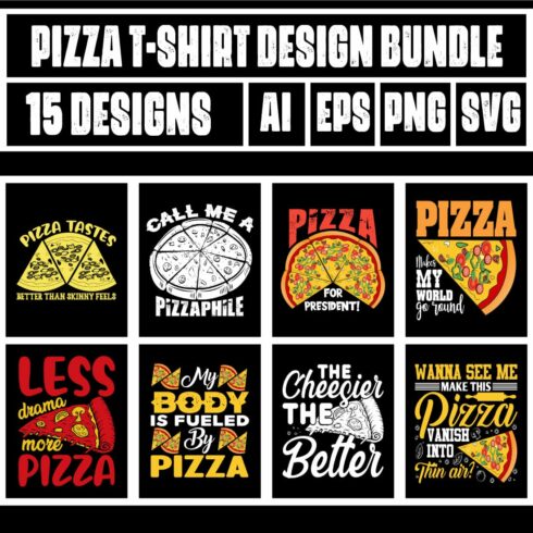Pizza T-Shirt Design Bundle main cover