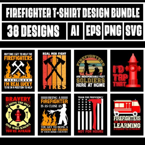 Firefighter T-Shirt Design Bundle main cover