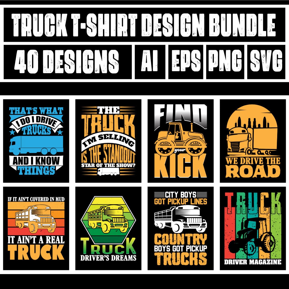 Truck T-Shirt Design Bundle main cover