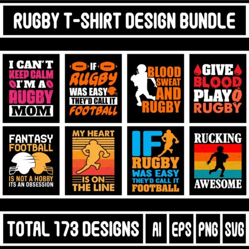 Rugby T-Shirt Design Bundle main cover