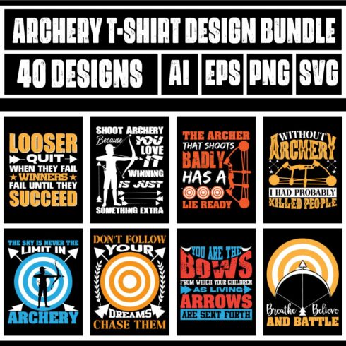 Archery T-Shirt Design Bundle main cover