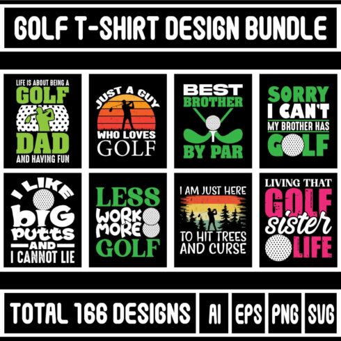 Golf T-Shirt Design Bundle main cover