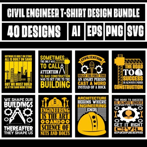 Civil Engineering T-Shirt Design Bundle main cover