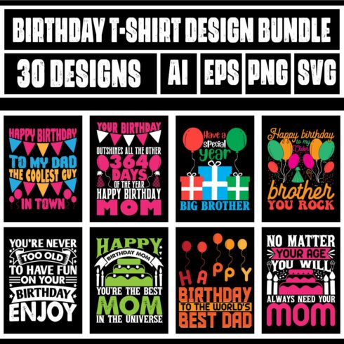 Birthday T-Shirt Design Bundle main cover